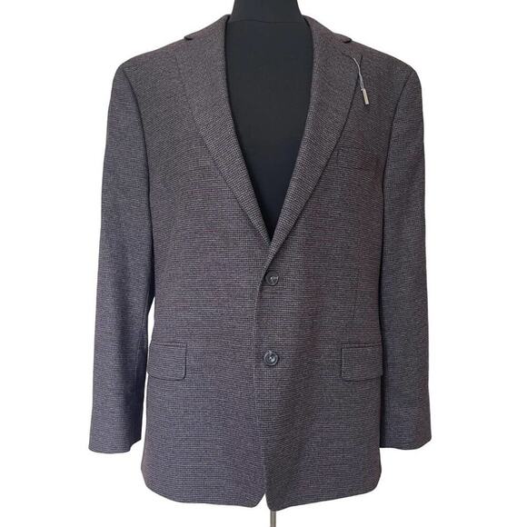 Michael Kors Mens Modern Fit Blazer Jacket Size 46R Purple Blue Checkered - Picture 1 of 14